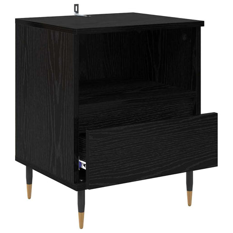 vidaXL Bedside Cabinet Black Oak 40 x 35 x 50 cm Engineered Wood