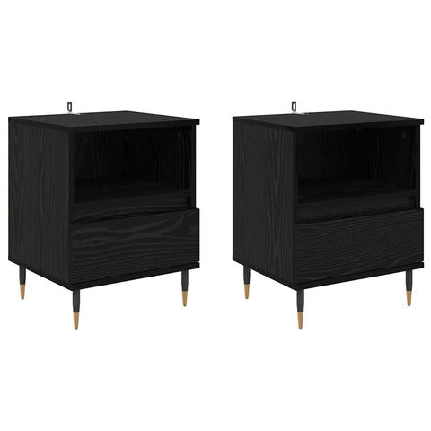 vidaXL Bedside Cabinet 2 pcs Black oak 40 x 35 x 50 cm Engineered Wood