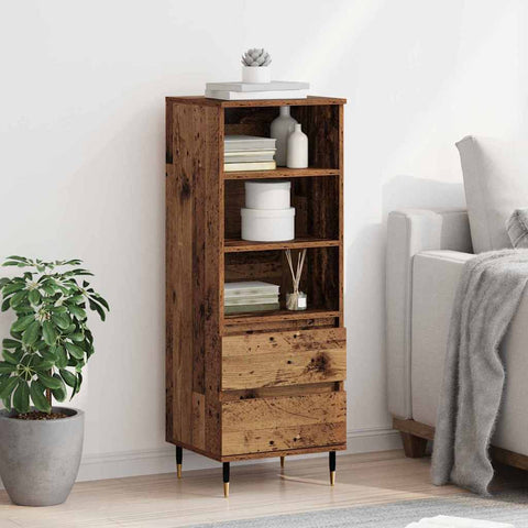vidaXL Highboard with Drawer Old Wood 40 x 36 x 110 cm Engineered Wood