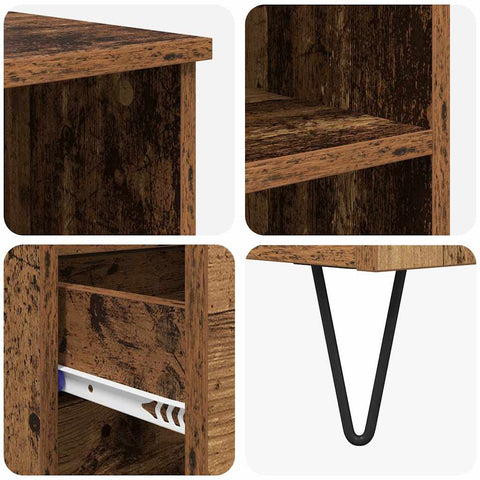 vidaXL Highboard with Drawer Old Wood 40 x 36 x 110 cm Engineered Wood