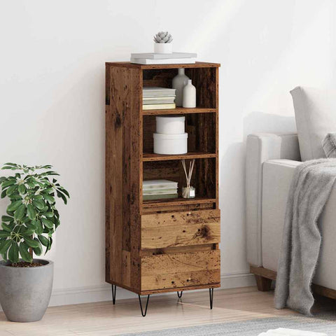 vidaXL Highboard with Drawer Old Wood 40 x 36 x 110 cm Engineered Wood