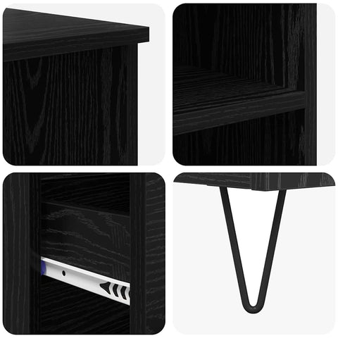 vidaXL Highboard Black Oak 40 x 36 x 110 cm Engineered Wood