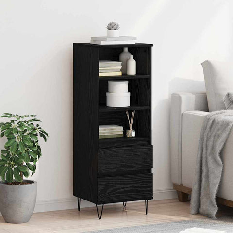 vidaXL Highboard Black Oak 40 x 36 x 110 cm Engineered Wood