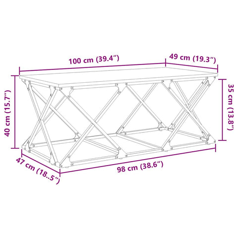 vidaXL Coffee Table Black oak 100 x 49 x 40 cm Engineered wood