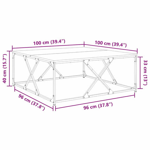 vidaXL Coffee Table Artisan oak 100 x 100 x 40 cm Engineered wood