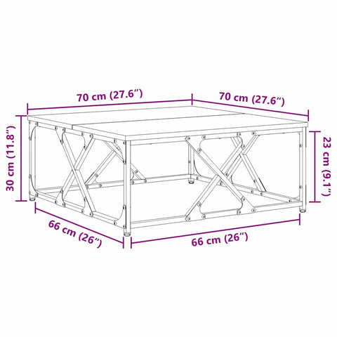 vidaXL Coffee Table Black oak 70 x 70 x 30 cm Engineered wood
