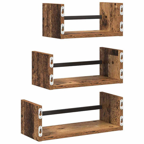 vidaXL Wall Shelf Set 3 pcs Old Wood 40 x 16 x 14 cm Engineered Wood