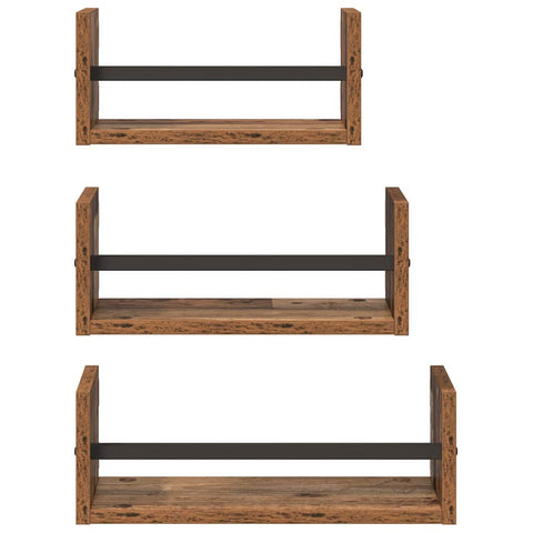 vidaXL Wall Shelf Set 3 pcs Old Wood 40 x 16 x 14 cm Engineered Wood