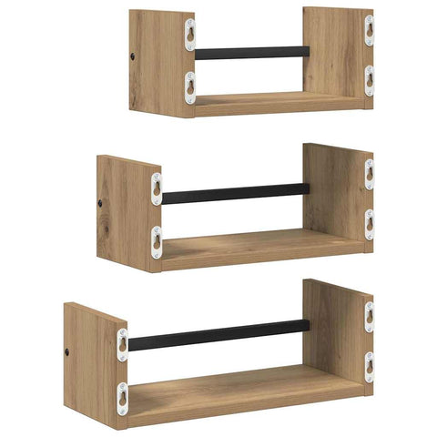 vidaXL Wall Shelf Set with Shelf 3 pcs Artisan Oak 40 x 16 x 14 cm