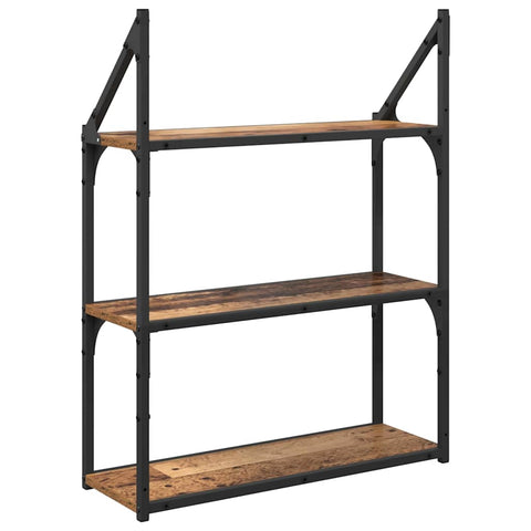 vidaXL Wall Shelf Old Wood 60 x 21 x 78.5 cm Engineered Wood