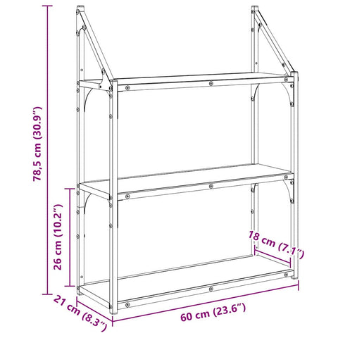 vidaXL Wall Shelf Artisan Oak 60 x 21 x 78.5 cm Engineered Wood