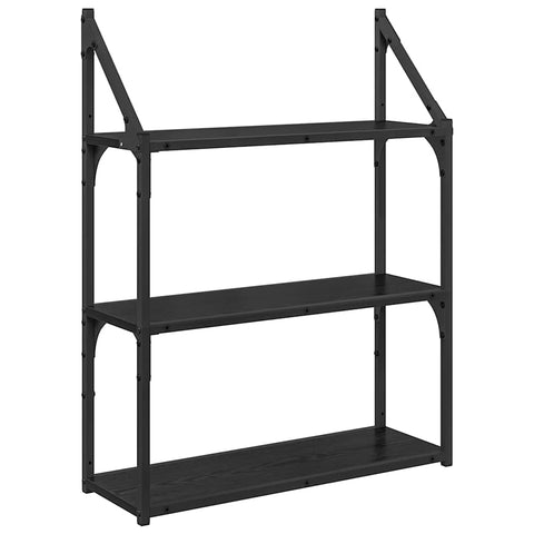 vidaXL Wall Shelf Black Oak 60 x 21 x 78.5 cm Engineered Wood