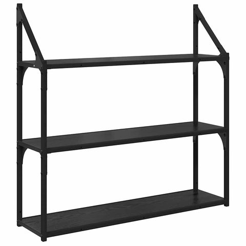 vidaXL Wall Shelf Black Oak 80 x 21 x 78.5 cm Engineered Wood