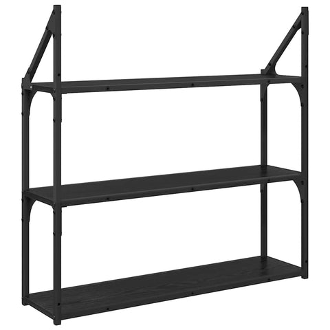 vidaXL Wall Shelf Black Oak 80 x 21 x 78.5 cm Engineered Wood