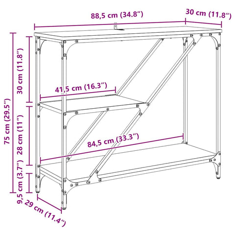 vidaXL Console Table Old Wood 88.5 x 30 x 75 cm Engineered Wood
