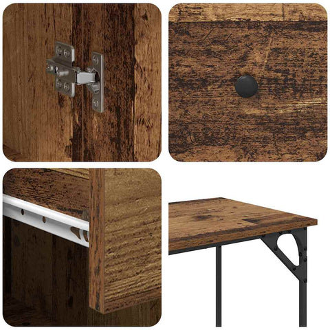 vidaXL Computer Desk Old Wood 131 x 48 x 75 cm Engineered Wood