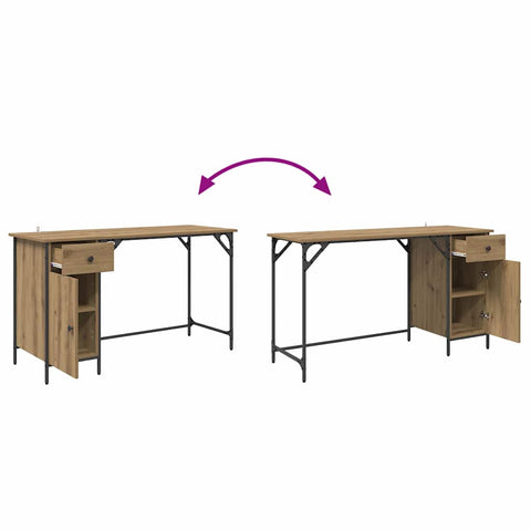 vidaXL Computer Desk Artisan Oak 131 x 48 x 75 cm Engineered Wood