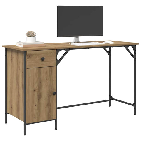 vidaXL Computer Desk Artisan Oak 131 x 48 x 75 cm Engineered Wood