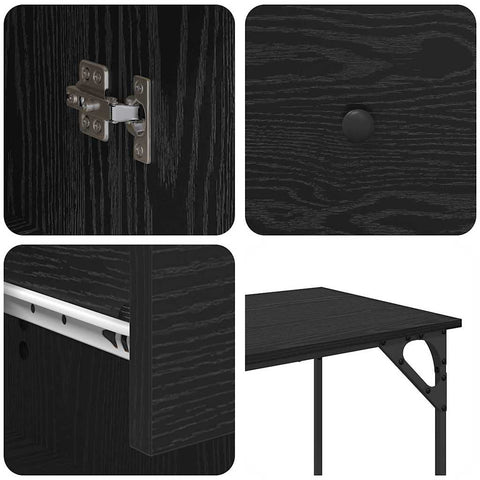 vidaXL Computer Desk Black Oak 131 x 48 x 75 cm Engineered Wood