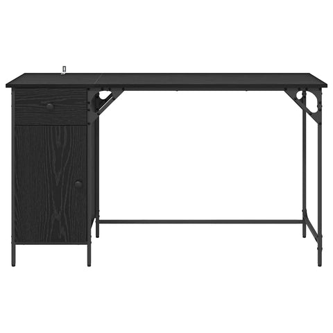 vidaXL Computer Desk Black Oak 131 x 48 x 75 cm Engineered Wood