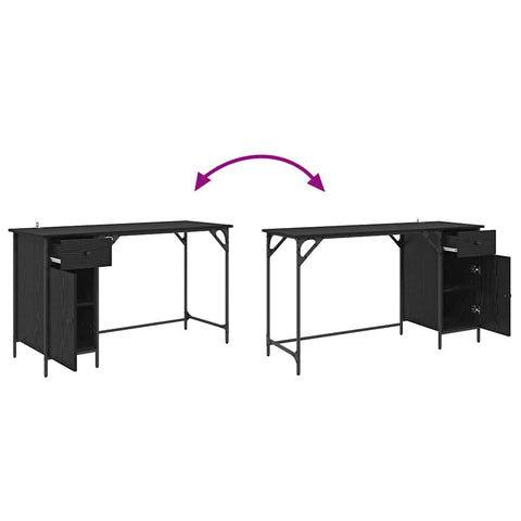 vidaXL Computer Desk Black Oak 131 x 48 x 75 cm Engineered Wood