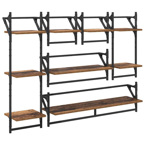 vidaXL Wall Shelf Set 6 pcs Old Wood 100 x 25 x 30 cm Engineered Wood
