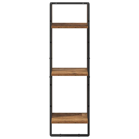 vidaXL Wall Shelf with Shelf Old Wood 30 x 25 x 100 cm Engineered Wood