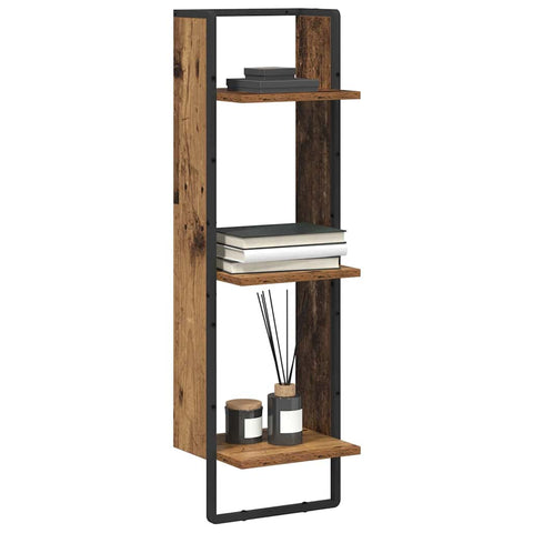 vidaXL Wall Shelf with Shelf Old Wood 30 x 25 x 100 cm Engineered Wood