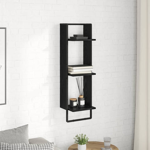 vidaXL Wall Shelf Black Oak 30 x 25 x 100 cm Engineered Wood