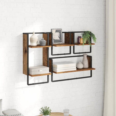 vidaXL Wall Shelf Set 4 pcs Old Wood 65 x 25 x 30 cm Engineered Wood