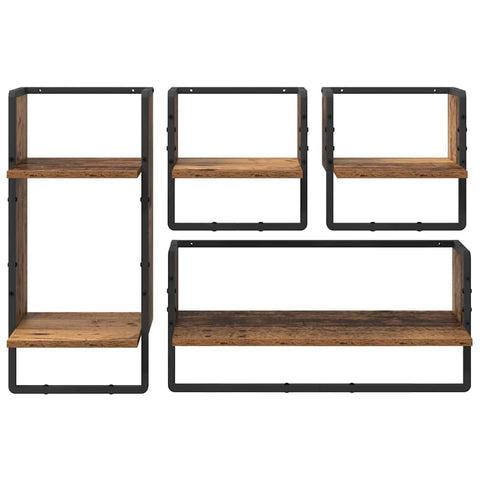 vidaXL Wall Shelf Set 4 pcs Old Wood 65 x 25 x 30 cm Engineered Wood