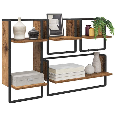 vidaXL Wall Shelf Set 4 pcs Old Wood 65 x 25 x 30 cm Engineered Wood