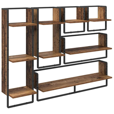 vidaXL Wall Shelf Set 6 pcs Old Wood 100 x 25 x 30 cm Engineered Wood