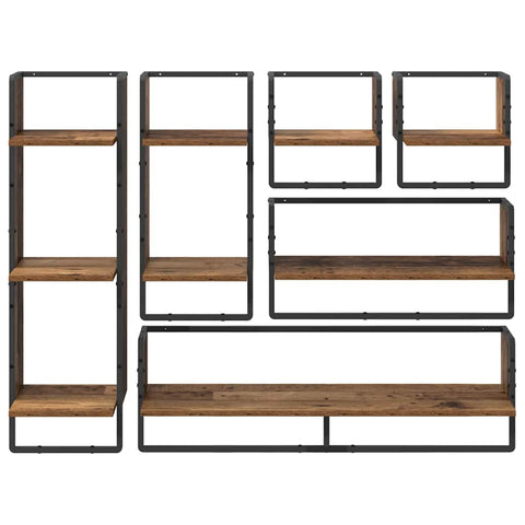 vidaXL Wall Shelf Set 6 pcs Old Wood 100 x 25 x 30 cm Engineered Wood
