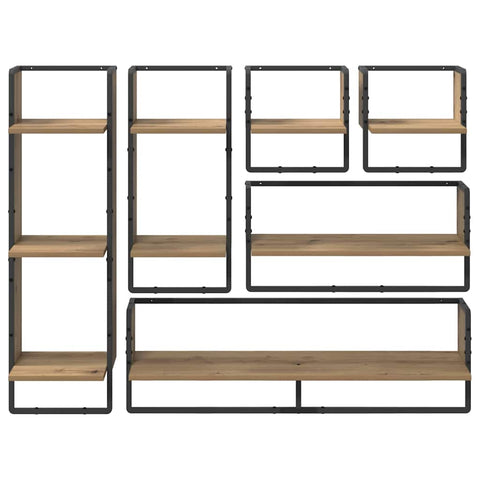 vidaXL Wall Shelf Set with Shelf 6 pcs Artisan Oak 100 x 25 x 30 cm