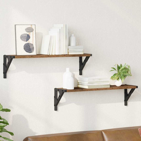 vidaXL Wall Shelves 2 pcs Old Wood 60 x 15 x 15.5 cm Engineered Wood