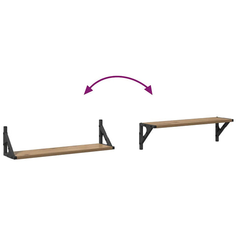 vidaXL Wall Shelves with Shelf 2 pcs Artisan Oak 60 x 15 x 15.5 cm