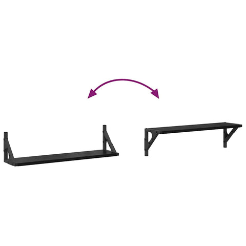 vidaXL Wall Shelves 2 pcs Black Oak 60 x 15 x 15.5 cm Engineered Wood