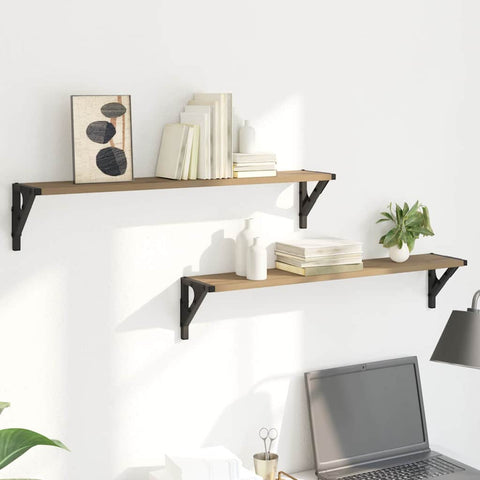 vidaXL Wall Shelves with Shelf 2 pcs Artisan Oak 80 x 15 x 15.5 cm