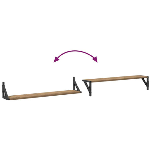 vidaXL Wall Shelves with Shelf 2 pcs Artisan Oak 80 x 15 x 15.5 cm