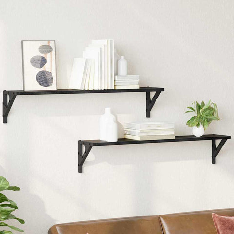 vidaXL Wall Shelves 2 pcs Black Oak 80 x 15 x 15.5 cm Engineered Wood