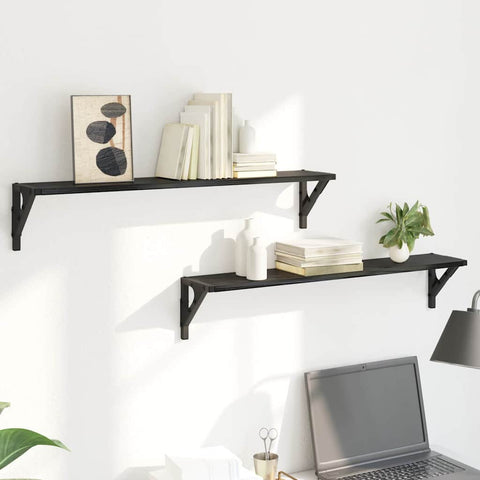 vidaXL Wall Shelves 2 pcs Black Oak 80 x 15 x 15.5 cm Engineered Wood