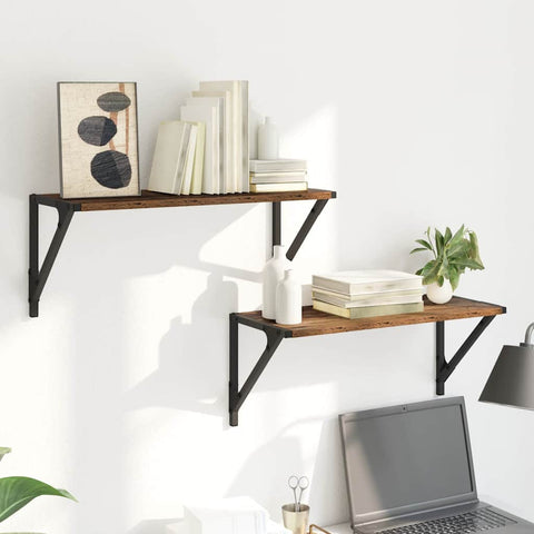 vidaXL Wall Shelves 2 pcs Old Wood 60 x 25 x 25.5 cm Engineered Wood