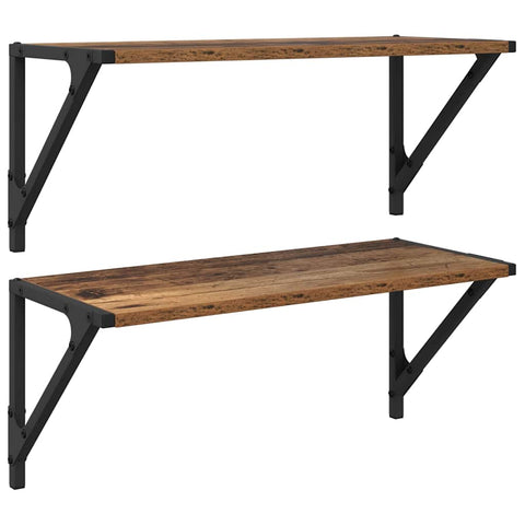 vidaXL Wall Shelves 2 pcs Old Wood 60 x 25 x 25.5 cm Engineered Wood