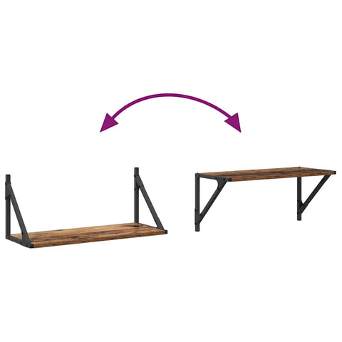 vidaXL Wall Shelves 2 pcs Old Wood 60 x 25 x 25.5 cm Engineered Wood