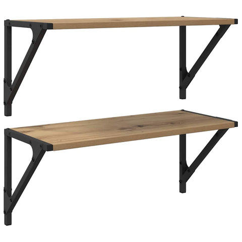 vidaXL Wall Shelves with Shelf 2 pcs Artisan Oak 60 x 25 x 25.5 cm