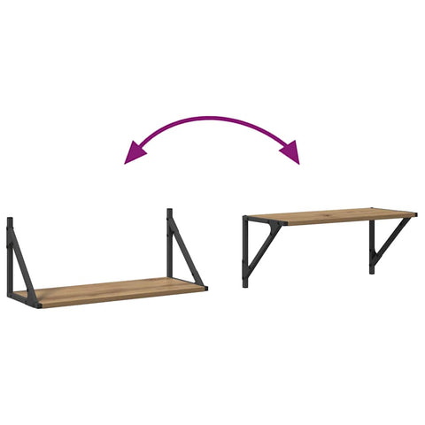 vidaXL Wall Shelves with Shelf 2 pcs Artisan Oak 60 x 25 x 25.5 cm