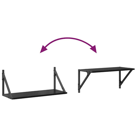 vidaXL Wall Shelves 2 pcs Black Oak 60 x 25 x 25.5 cm Engineered Wood