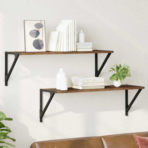 vidaXL Wall Shelves 2 pcs Old Wood 80 x 25 x 25.5 cm Engineered Wood