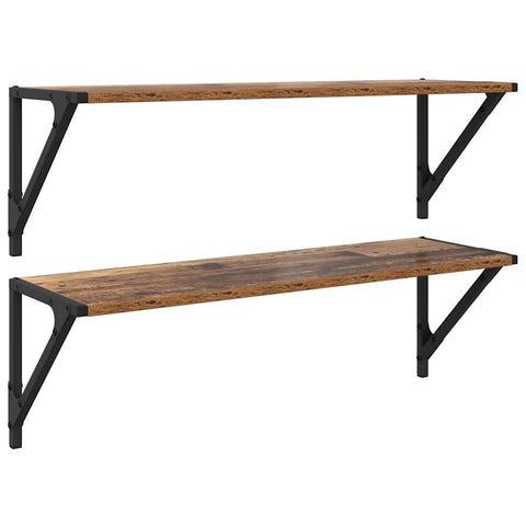 vidaXL Wall Shelves 2 pcs Old Wood 80 x 25 x 25.5 cm Engineered Wood